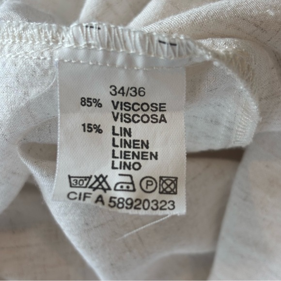 VINTAGE Y2K 90s Sleeveless Button Up Linen Blend White Blouse Small - Picture 5 of 8